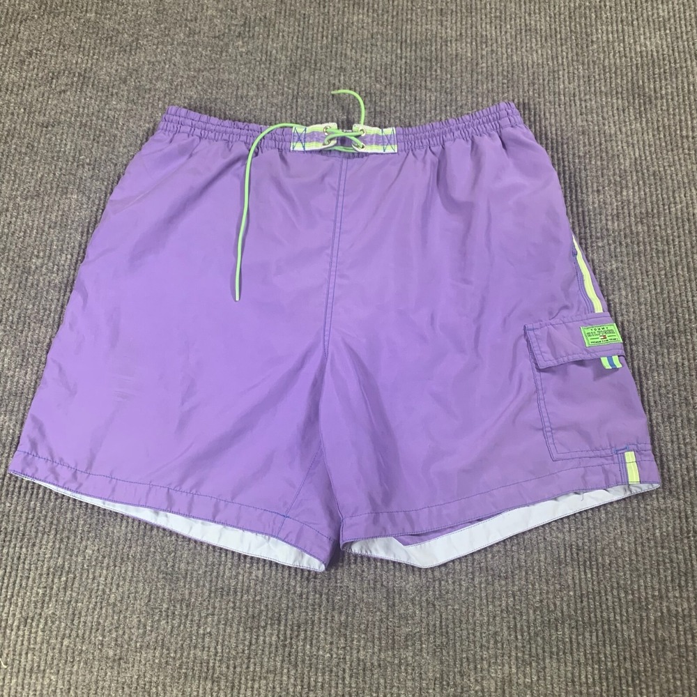 Tommy Hilfiger Swim Shorts Mens 2XL XXL Purple Cargo Pocket Lined Y2K Retro 36x7